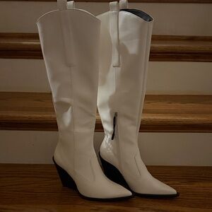 NWT Zara White Heeled Boots for Women